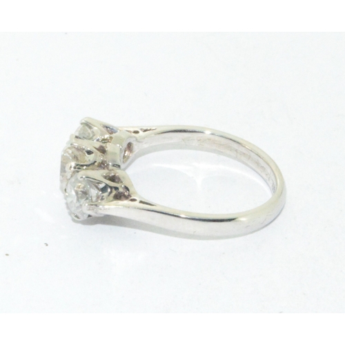 300 - A good 18ct white gold 3 stone Diamond ring of approx 1.8cts size K