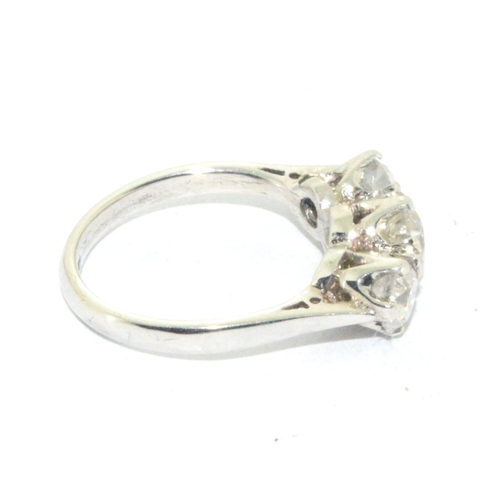 300 - A good 18ct white gold 3 stone Diamond ring of approx 1.8cts size K