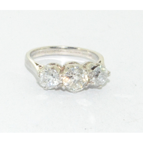 300 - A good 18ct white gold 3 stone Diamond ring of approx 1.8cts size K