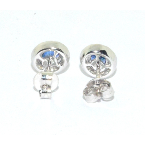 69 - Pair of 18ct white gold Sapphire and Diamond stud cluster earrings 0f approx 1.25cts 