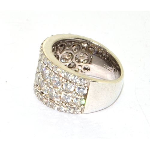 190 - Impressive solid 925 silver cz wide eternity ring size N