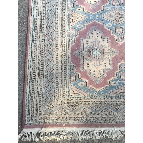 248 - Vintage Middle Eastern Rug With Geometric Border and 6 Medallions in Lilac/Purple, Blue and Cream To... 