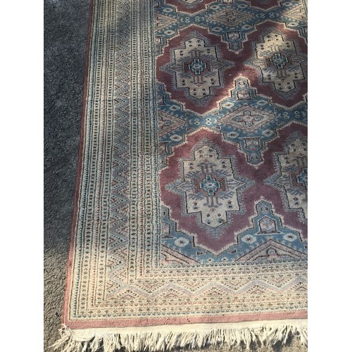 248 - Vintage Middle Eastern Rug With Geometric Border and 6 Medallions in Lilac/Purple, Blue and Cream To... 