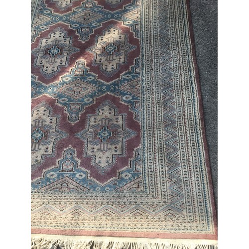 248 - Vintage Middle Eastern Rug With Geometric Border and 6 Medallions in Lilac/Purple, Blue and Cream To... 