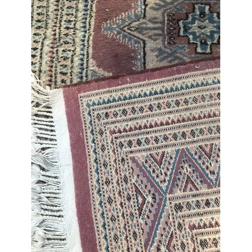 248 - Vintage Middle Eastern Rug With Geometric Border and 6 Medallions in Lilac/Purple, Blue and Cream To... 