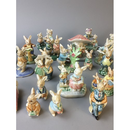 133 - Good Quantity of Saxony Ceramic Figures in the Bunnykins Style  -Mice and Rabbits Anthropomorphised!