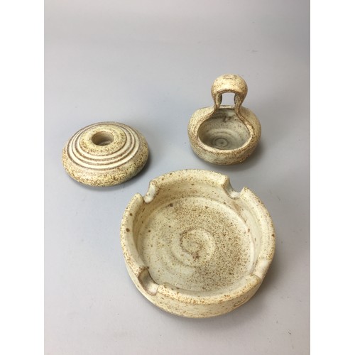 138 - Ray Hoole Studio Pottery Small Collection to include Serpent Motif Plate, Fruit Bowl, Vase, Candlest... 