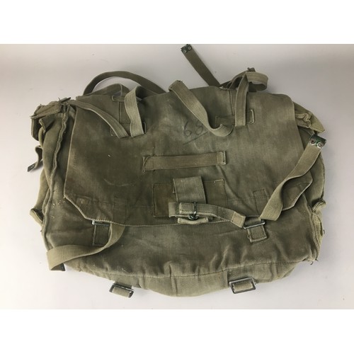 289 - 1962 Military Canvas Radio/Larkspur Back Pack, Desert Coloured 1941? Haversack Canvas, and an Olive ... 