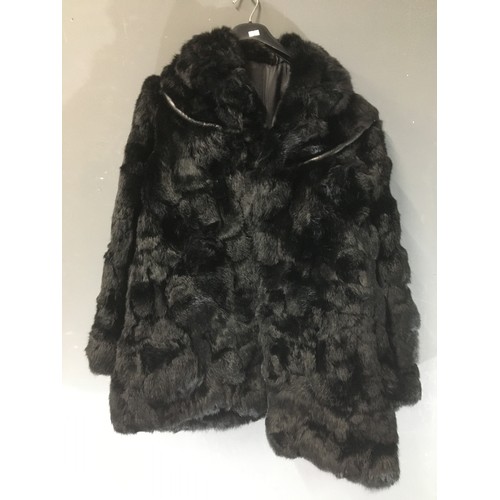 346 - Vntage/Retro 1980's Fur Coat, Black French Rabbit  Sized at 18 as per label but more like a 14 with ... 