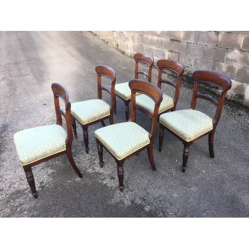 370 - Set of 6 Late Georgian Mahogany Bar Back Dining Chairs, Fully Restored and Upholstered in a Green It... 