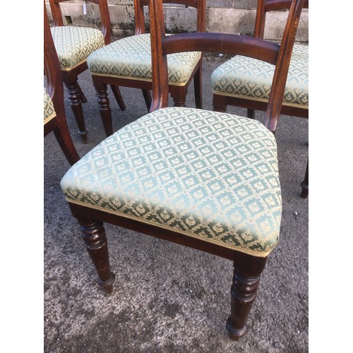 370 - Set of 6 Late Georgian Mahogany Bar Back Dining Chairs, Fully Restored and Upholstered in a Green It... 