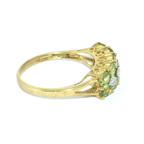 168 - 9ct gold ladies vintage twin row Peridot with accent Diamond hall marked in the ring held in a box s... 