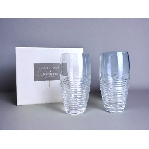 35 - A BOXED PAIR OF WATERFORD CRYSTAL FOR JASPER CONRAN DRINKING GLASSES. Hi-ball, ribbed design. Marks ... 