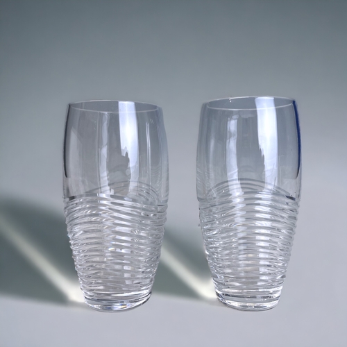 35 - A BOXED PAIR OF WATERFORD CRYSTAL FOR JASPER CONRAN DRINKING GLASSES. Hi-ball, ribbed design. Marks ... 