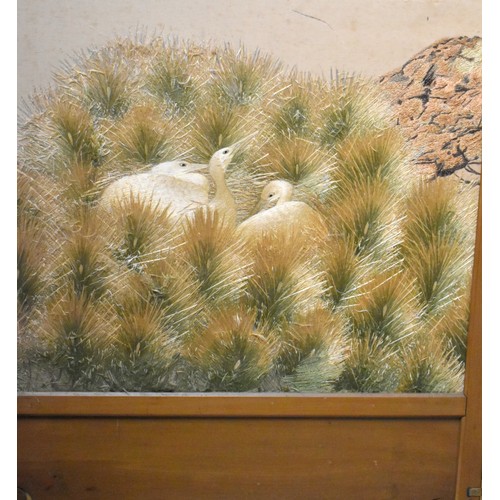 57 - A Japanese embroidered folding screen.Early-mid 20th century.carved wooden frame, with embroidered w... 