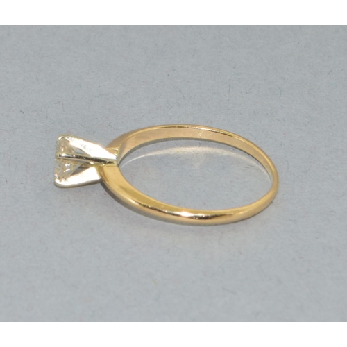 13 - 14ct gold ladies Diamond solitaire ring held in a claw setting stone approx 0.50ct size N