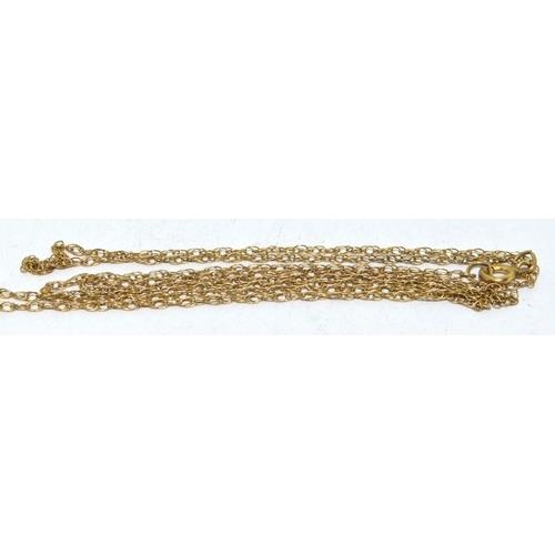 59 - 9ct gold laverier pendant set with Diamonds and Sapphire on a 46cm gold neck chain