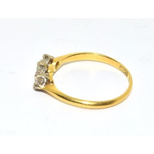 58 - 18ct gold and Platinum ladies 3 stone Diamond trilogy ring approx 0.25ct size M