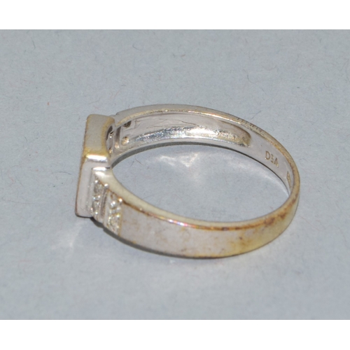 20 - 9ct white gold Diamond cluster ring hall marked as Diamond in the ring size M 3gram