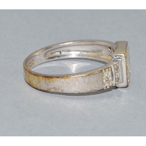 20 - 9ct white gold Diamond cluster ring hall marked as Diamond in the ring size M 3gram