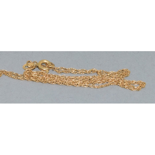 42 - 9ct gold T-bar pendant necklace 3.7grams and 40cm long