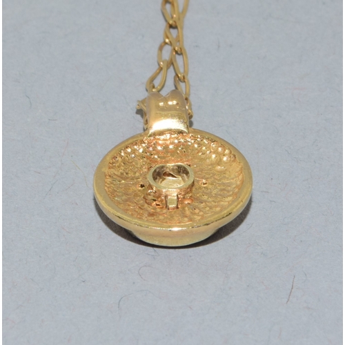 37 - 9ct gold Diamond cluster pendant necklace on a 9ct gold chain of 50cm long 3.8grams