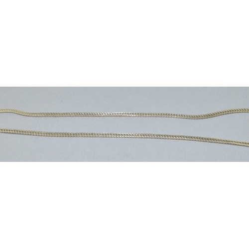 147 - Mixed silver jewellery a ring, flat link neck chain and a pink quarts bracelet&nbsp;