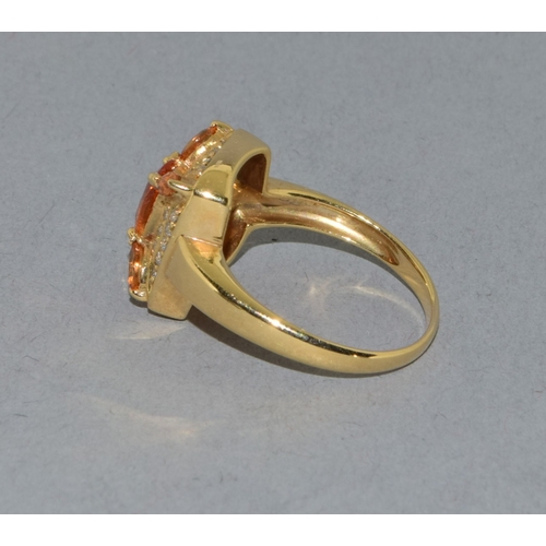 40 - 14ct gold Citrine and Diamond ring size O