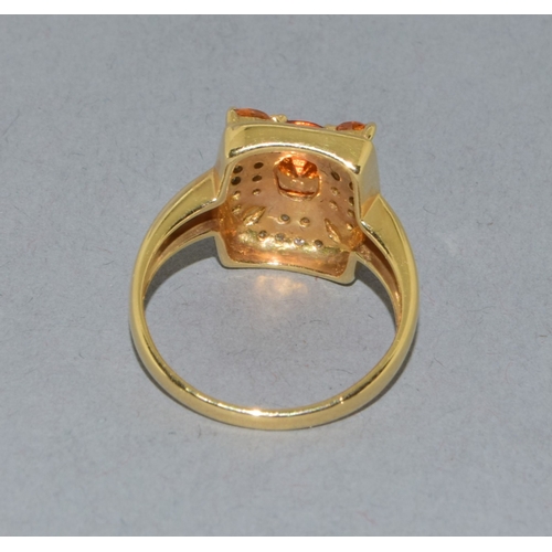 40 - 14ct gold Citrine and Diamond ring size O