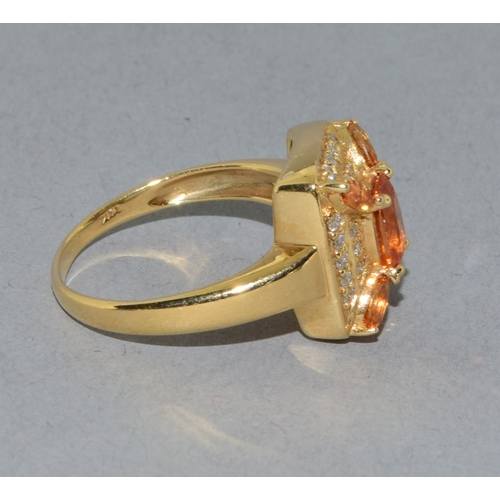 40 - 14ct gold Citrine and Diamond ring size O