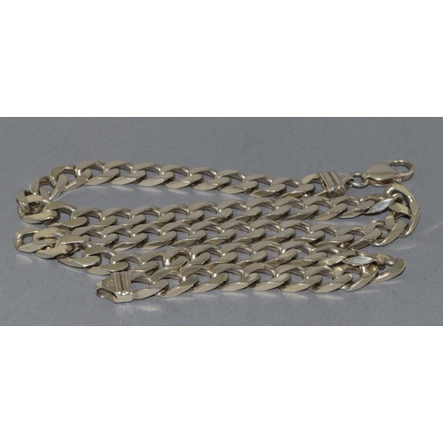14 - Heavy 925 silver flat link neck chain with lobster claw clasp 48cm long 63grams&nbsp;