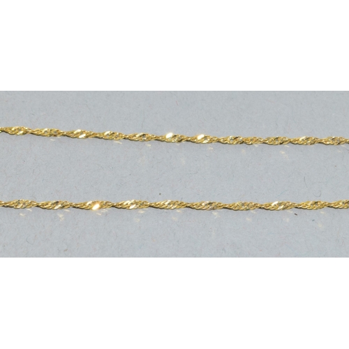 184 - 9ct yellow gold twist design neck chain with a lobster claw catch  42cm long