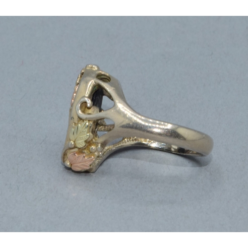 55 - 925 silver and gold Art nouveau design ring size L