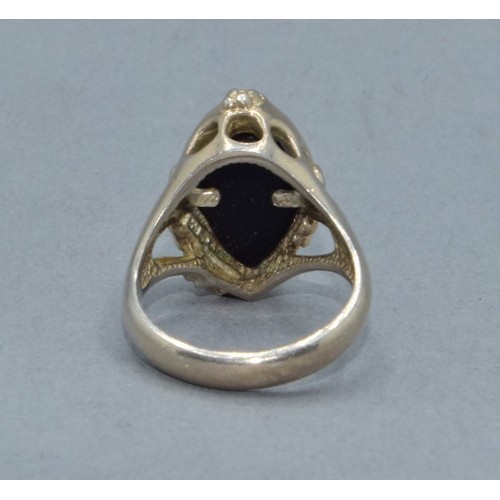 55 - 925 silver and gold Art nouveau design ring size L