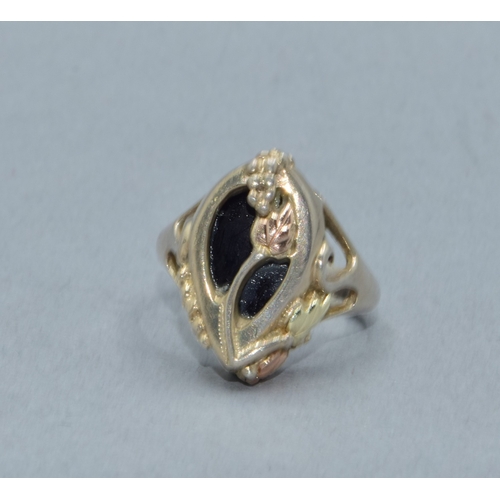 55 - 925 silver and gold Art nouveau design ring size L