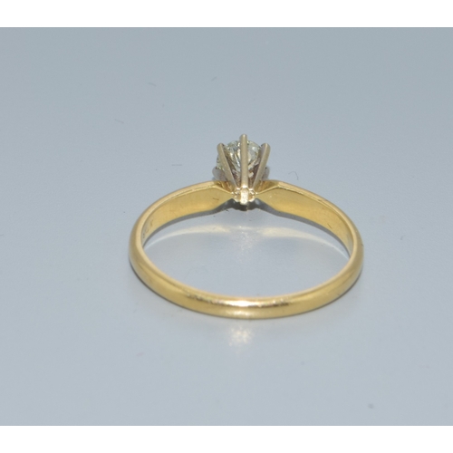 11 - 18ct gold ladies diamond solitaire ring of approx 25points size K