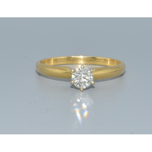11 - 18ct gold ladies diamond solitaire ring of approx 25points size K