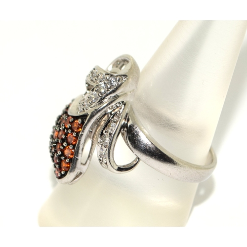 10 - Ornate red/white cz 925 silver 