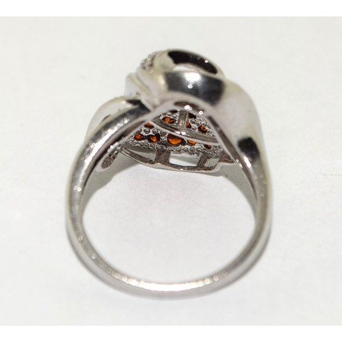 10 - Ornate red/white cz 925 silver 