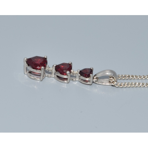 34 - Garnet Diamond 925 silver pendant necklace together with a Garnet and Marcasite 925 silver ring size... 