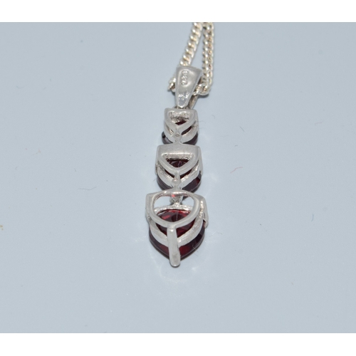 34 - Garnet Diamond 925 silver pendant necklace together with a Garnet and Marcasite 925 silver ring size... 