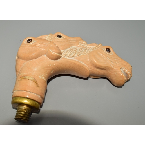 1004 - A substantial Cane horse head walking stick handle