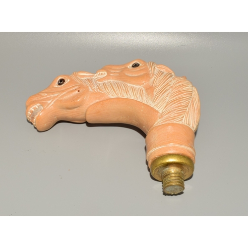 1004 - A substantial Cane horse head walking stick handle