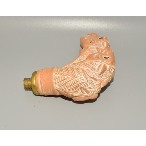 1004 - A substantial Cane horse head walking stick handle