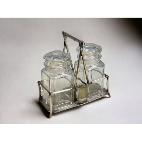 1016 - THREE VICTORIAN SILVER PLATE & CUT GLASS PICKLE JAR STANDS. Examples by James Dixon and sons, Fr... 