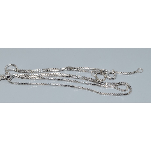 199 - 18ct white gold Diamond and Sapphire pendant necklace on a 40cm chain