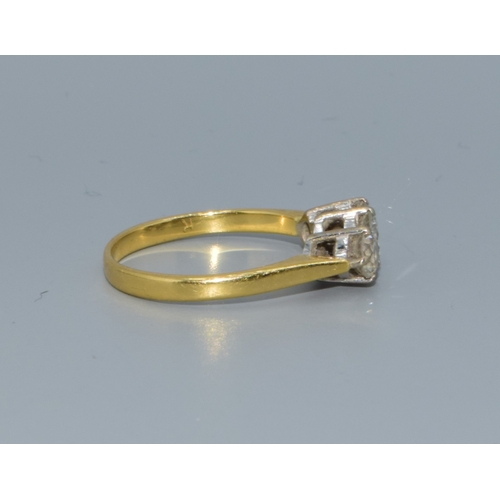 223 - 18ct gold 3 stone diamond ring approx 40 points size K