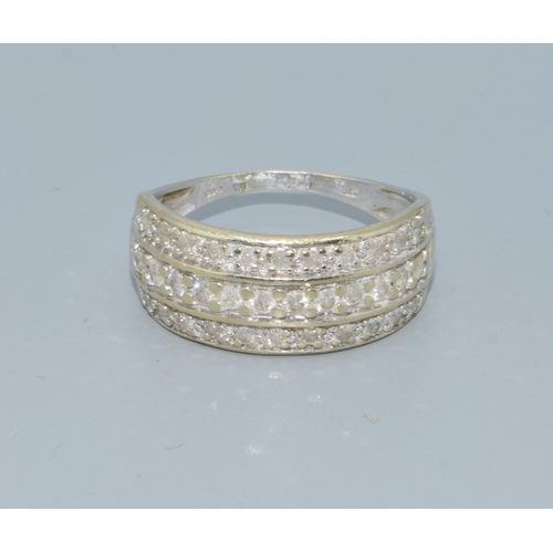 10 - 9ct white gold ladies multi band Diamond ring hallmarked in the ring as 0.50cts size P 3.8grams