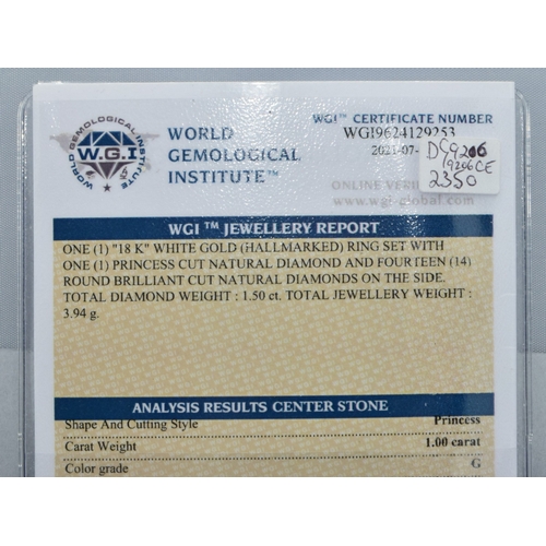 348 - Beautiful 18ct white gold ladies Diamond ring having a fully endorsed certificate stating it as 1.50... 