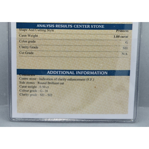 348 - Beautiful 18ct white gold ladies Diamond ring having a fully endorsed certificate stating it as 1.50... 